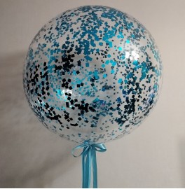 Шар Bubble с конфетти, голубой